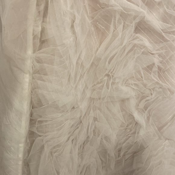 New Marchesa Notte Sleeveless Textured Tulle Tea Length Ivory Gown NWT Size 6 - Picture 6 of 11